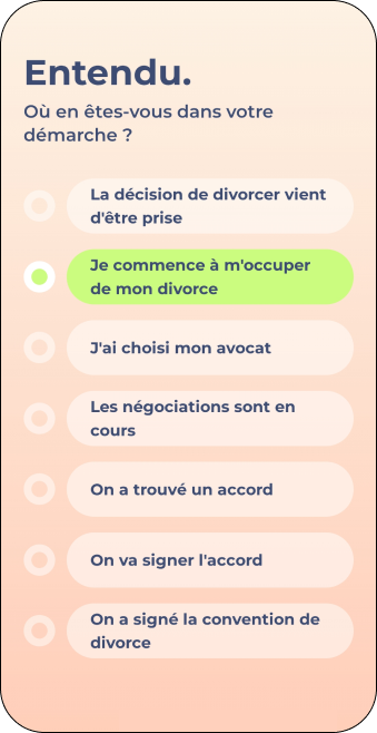 O&ugrave; en &ecirc;tes-vous dans votre d&eacute;marche ?