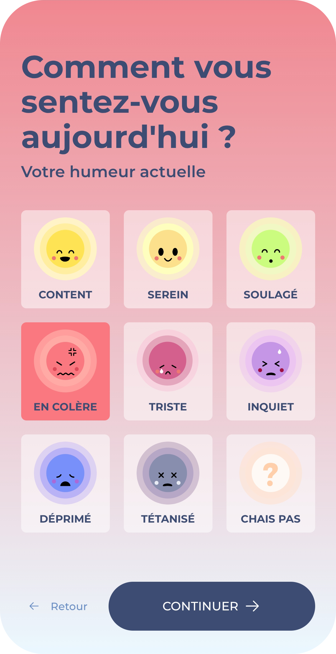 Comment vous sentez-vous aujourd'hui ? Votre humeur actuelle